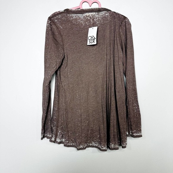 Chaser NWT Crew Neck Hi Lo Pocket Long Sleeve Tunic Top Vintage Jersey Sz Medium - Picture 3 of 3